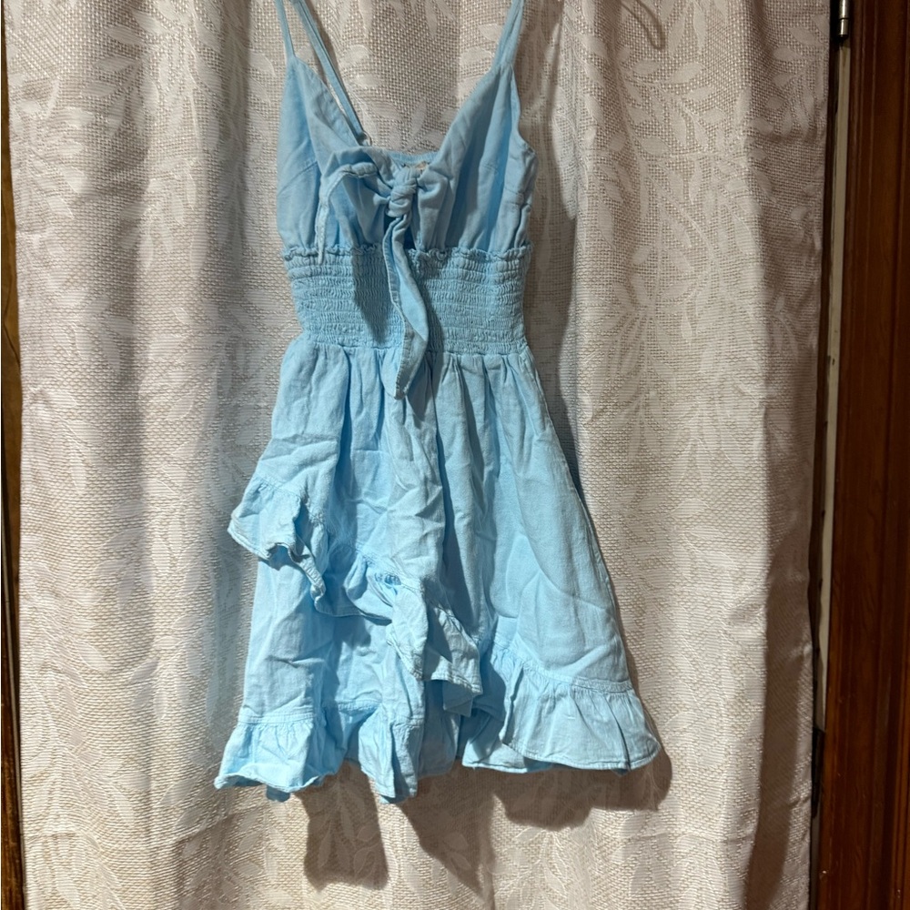 Elegant Sky Blue Mini Dress